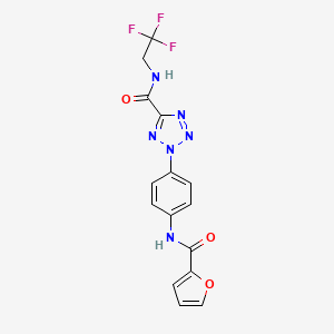 molecular formula C15H11F3N6O3 B2552421 2-(4-(furan-2-carboxamido)phenyl)-N-(2,2,2-trifluoroethyl)-2H-tetrazole-5-carboxamide CAS No. 1396800-63-7