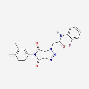 molecular formula C20H18FN5O3 B2552423 2-(5-(3,4-dimethylphenyl)-4,6-dioxo-4,5,6,6a-tetrahydropyrrolo[3,4-d][1,2,3]triazol-1(3aH)-yl)-N-(2-fluorophenyl)acetamide CAS No. 1008269-49-5
