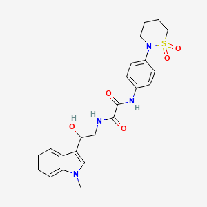 molecular formula C23H26N4O5S B2552424 N1-(4-(1,1-dioxido-1,2-thiazinan-2-yl)phenyl)-N2-(2-hydroxy-2-(1-methyl-1H-indol-3-yl)ethyl)oxalamide CAS No. 1448076-58-1
