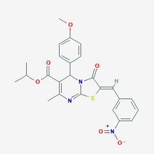 molecular formula C25H23N3O6S B255243 isopropyl 2-{3-nitrobenzylidene}-5-(4-methoxyphenyl)-7-methyl-3-oxo-2,3-dihydro-5H-[1,3]thiazolo[3,2-a]pyrimidine-6-carboxylate 