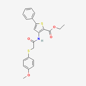 B2552432 Ethyl 3-(2-((4-methoxyphenyl)thio)acetamido)-5-phenylthiophene-2-carboxylate CAS No. 922922-57-4