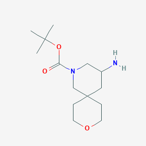 molecular formula C14H26N2O3 B2552437 叔丁基4-氨基-9-氧杂-2-氮杂螺[5.5]十一烷-2-羧酸酯 CAS No. 2095410-40-3