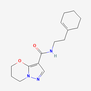 molecular formula C15H21N3O2 B2552446 N-(2-(环己-1-烯-1-基)乙基)-6,7-二氢-5H-吡唑并[5,1-b][1,3]恶嗪-3-甲酰胺 CAS No. 1428375-61-4