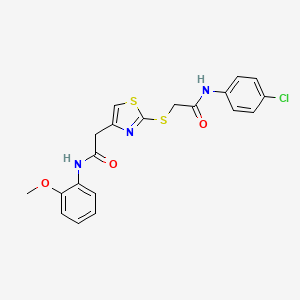 molecular formula C20H18ClN3O3S2 B2552447 N-(4-chlorophenyl)-2-((4-(2-((2-methoxyphenyl)amino)-2-oxoethyl)thiazol-2-yl)thio)acetamide CAS No. 954018-49-6