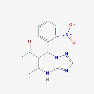 molecular formula C14H13N5O3 B255245 1-[5-Methyl-7-(2-nitrophenyl)-4,7-dihydro-[1,2,4]triazolo[1,5-a]pyrimidin-6-yl]ethanone 