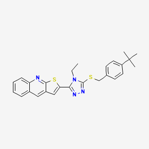 molecular formula C26H26N4S2 B2552454 2-(5-{[4-(tert-butyl)benzyl]sulfanyl}-4-ethyl-4H-1,2,4-triazol-3-yl)thieno[2,3-b]quinoline CAS No. 439112-38-6