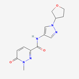 molecular formula C13H15N5O3 B2552458 1-甲基-6-氧代-N-(1-(四氢呋喃-3-基)-1H-吡唑-4-基)-1,6-二氢吡啶并嗪-3-甲酰胺 CAS No. 1798040-95-5