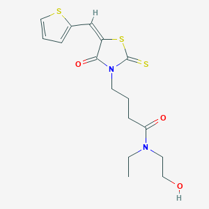 molecular formula C16H20N2O3S3 B255246 N-ethyl-N-(2-hydroxyethyl)-4-[4-oxo-5-(2-thienylmethylene)-2-thioxo-1,3-thiazolidin-3-yl]butanamide 