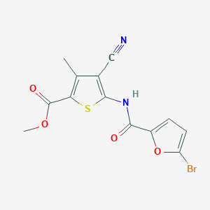 molecular formula C13H9BrN2O4S B2552468 Methyl 5-{[(5-bromofuran-2-yl)carbonyl]amino}-4-cyano-3-methylthiophene-2-carboxylate CAS No. 461417-22-1