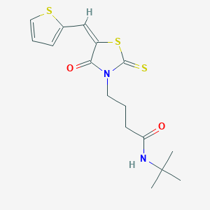 molecular formula C16H20N2O2S3 B255247 N-(tert-butyl)-4-[4-oxo-5-(2-thienylmethylene)-2-thioxo-1,3-thiazolidin-3-yl]butanamide 