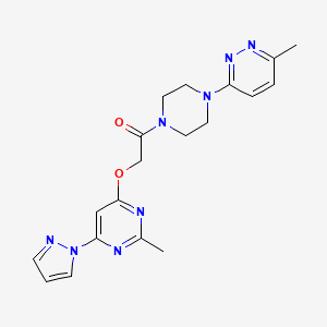 molecular formula C19H22N8O2 B2552471 2-((2-甲基-6-(1H-吡唑-1-基)嘧啶-4-基)氧基)-1-(4-(6-甲基吡哒嗪-3-基)哌嗪-1-基)乙酮 CAS No. 1421457-41-1