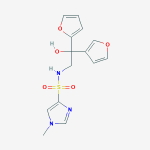 molecular formula C14H15N3O5S B2552477 N-(2-(furan-2-yl)-2-(furan-3-yl)-2-hydroxyethyl)-1-methyl-1H-imidazole-4-sulfonamide CAS No. 2034621-88-8