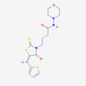 molecular formula C16H19N3O3S3 B255248 N-(4-morpholinyl)-4-[4-oxo-5-(2-thienylmethylene)-2-thioxo-1,3-thiazolidin-3-yl]butanamide 