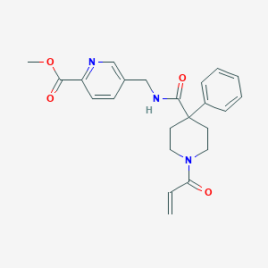 molecular formula C23H25N3O4 B2552490 Methyl 5-[[(4-phenyl-1-prop-2-enoylpiperidine-4-carbonyl)amino]methyl]pyridine-2-carboxylate CAS No. 2361750-17-4
