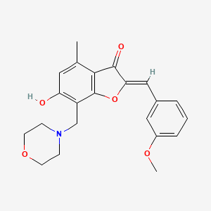 molecular formula C22H23NO5 B2552492 （Z）-6-羟基-2-(3-甲氧基苄叉）-4-甲基-7-(吗啉甲基）苯并呋喃-3(2H)-酮 CAS No. 905431-52-9