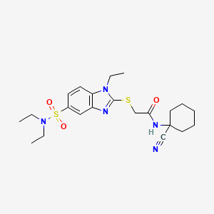 molecular formula C22H31N5O3S2 B2552494 N-(1-cyanocyclohexyl)-2-[5-(diethylsulfamoyl)-1-ethylbenzimidazol-2-yl]sulfanylacetamide CAS No. 926495-69-4