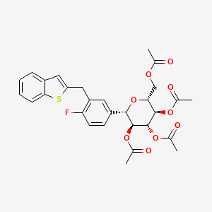 molecular formula C29H29FO9S B2552508 (1S)-1,5-Anhydro-1-C-[3-(benzo[b]thien-2-ylmethyl)-4-fluorophenyl]-D-glucitol 2,3,4,6-tetraacetate CAS No. 1034305-21-9