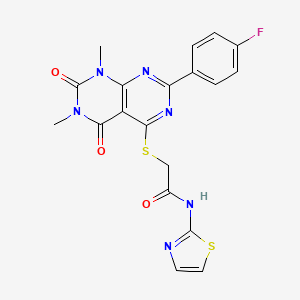 2-((2-(4-fluorophenyl)-6,8-dimethyl-5,7-dioxo-5,6,7,8-tetrahydropyrimido[4,5-d]pyrimidin-4-yl)thio)-N-(thiazol-2-yl)acetamide