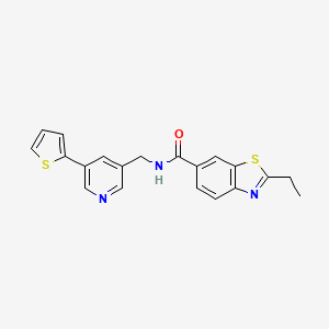 molecular formula C20H17N3OS2 B2552516 2-ethyl-N-((5-(thiophen-2-yl)pyridin-3-yl)methyl)benzo[d]thiazole-6-carboxamide CAS No. 1904294-31-0