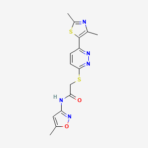 molecular formula C15H15N5O2S2 B2552520 2-((6-(2,4-dimethylthiazol-5-yl)pyridazin-3-yl)thio)-N-(5-methylisoxazol-3-yl)acetamide CAS No. 894008-90-3