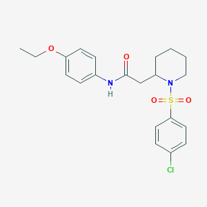 molecular formula C21H25ClN2O4S B2552534 2-(1-((4-chlorophenyl)sulfonyl)piperidin-2-yl)-N-(4-ethoxyphenyl)acetamide CAS No. 941990-58-5