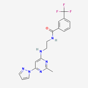 N-(2-((2-methyl-6-(1H-pyrazol-1-yl)pyrimidin-4-yl)amino)ethyl)-3-(trifluoromethyl)benzamide
