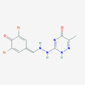 3-[2-[(3,5-dibromo-4-oxocyclohexa-2,5-dien-1-ylidene)methyl]hydrazinyl]-6-methyl-2H-1,2,4-triazin-5-one