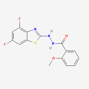 molecular formula C15H11F2N3O2S B2552550 N'-(4,6-difluoro-1,3-benzothiazol-2-yl)-2-methoxybenzohydrazide CAS No. 851988-45-9
