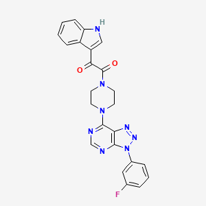 1-(4-(3-(3-fluorophenyl)-3H-[1,2,3]triazolo[4,5-d]pyrimidin-7-yl)piperazin-1-yl)-2-(1H-indol-3-yl)ethane-1,2-dione