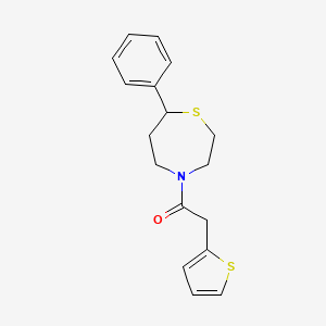 molecular formula C17H19NOS2 B2552556 1-(7-Phenyl-1,4-thiazepan-4-yl)-2-(thiophen-2-yl)ethanone CAS No. 1797737-53-1