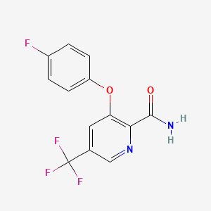 molecular formula C13H8F4N2O2 B2552562 3-(4-Fluorophenoxy)-5-(trifluoromethyl)pyridine-2-carboxamide CAS No. 338758-83-1