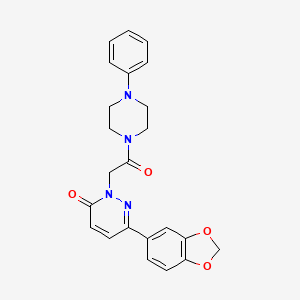 molecular formula C23H22N4O4 B2552570 6-(1,3-苯并二氧杂环-5-基)-2-[2-氧代-2-(4-苯基哌嗪-1-基)乙基]嘧啶并-3-酮 CAS No. 899946-76-0