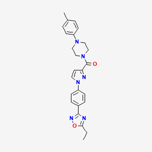 molecular formula C25H26N6O2 B2552578 (1-(4-(5-ethyl-1,2,4-oxadiazol-3-yl)phenyl)-1H-pyrazol-3-yl)(4-(p-tolyl)piperazin-1-yl)methanone CAS No. 1251705-08-4
