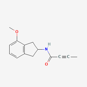 molecular formula C14H15NO2 B2552579 N-(4-Methoxy-2,3-dihydro-1H-inden-2-yl)but-2-ynamide CAS No. 2411226-61-2