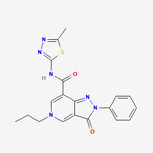 molecular formula C19H18N6O2S B2552590 N-(5-methyl-1,3,4-thiadiazol-2-yl)-3-oxo-2-phenyl-5-propyl-3,5-dihydro-2H-pyrazolo[4,3-c]pyridine-7-carboxamide CAS No. 921514-77-4