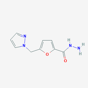 molecular formula C9H10N4O2 B2552595 5-(1H-pyrazol-1-ylmethyl)-2-furohydrazide CAS No. 457051-27-3