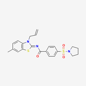 molecular formula C22H23N3O3S2 B2552598 (Z)-N-(3-烯丙基-6-甲基苯并[d]噻唑-2(3H)-亚甲基)-4-(吡咯烷-1-磺酰基)苯甲酰胺 CAS No. 941871-34-7