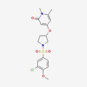 molecular formula C18H21ClN2O5S B2552608 4-((1-((3-chloro-4-methoxyphenyl)sulfonyl)pyrrolidin-3-yl)oxy)-1,6-dimethylpyridin-2(1H)-one CAS No. 2034389-67-6