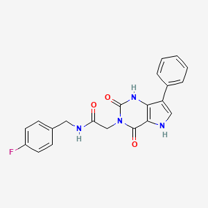 molecular formula C21H17FN4O3 B2552611 2-(2,4-dioxo-7-phenyl-1H-pyrrolo[3,2-d]pyrimidin-3(2H,4H,5H)-yl)-N-(4-fluorobenzyl)acetamide CAS No. 1115514-49-2