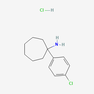 molecular formula C13H19Cl2N B2552618 1-(4-Chlorophenyl)cycloheptan-1-amine;hydrochloride CAS No. 2247107-88-4