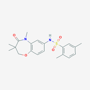molecular formula C20H24N2O4S B2552624 2,5-dimethyl-N-(3,3,5-trimethyl-4-oxo-2,3,4,5-tetrahydrobenzo[b][1,4]oxazepin-7-yl)benzenesulfonamide CAS No. 922023-26-5