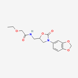 molecular formula C15H18N2O6 B2552631 N-((3-(benzo[d][1,3]dioxol-5-yl)-2-oxooxazolidin-5-yl)methyl)-2-ethoxyacetamide CAS No. 954605-11-9