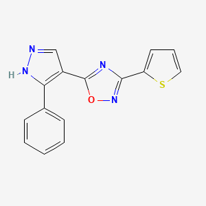 5-(3-phenyl-1H-pyrazol-4-yl)-3-(thiophen-2-yl)-1,2,4-oxadiazole