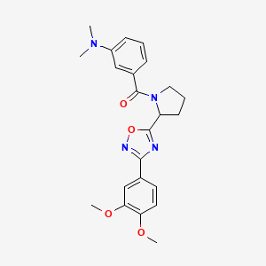 molecular formula C23H26N4O4 B2552690 [3-({2-[3-(3,4-Dimethoxyphenyl)-1,2,4-oxadiazol-5-yl]pyrrolidin-1-yl}carbonyl)phenyl]dimethylamine CAS No. 1788754-24-4