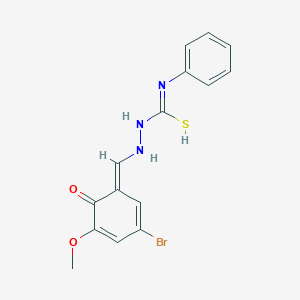 molecular formula C15H14BrN3O2S B255270 N-[[(E)-(3-bromo-5-methoxy-6-oxocyclohexa-2,4-dien-1-ylidene)methyl]amino]-N'-phenylcarbamimidothioic acid 