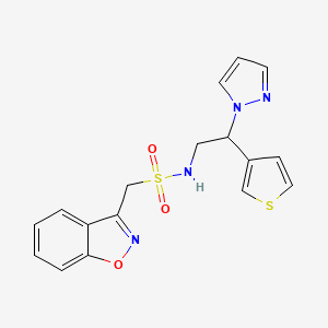 molecular formula C17H16N4O3S2 B2552701 N-(2-(1H-吡唑-1-基)-2-(噻吩-3-基)乙基)-1-(苯并[d]异恶唑-3-基)甲磺酰胺 CAS No. 2034570-82-4