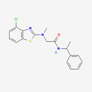 molecular formula C18H18ClN3OS B2552705 2-((4-chlorobenzo[d]thiazol-2-yl)(methyl)amino)-N-(1-phenylethyl)acetamide CAS No. 1396787-11-3