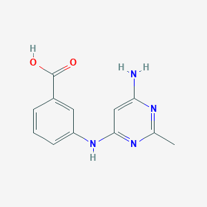 molecular formula C12H12N4O2 B2552708 3-[(6-氨基-2-甲基嘧啶-4-基)氨基]苯甲酸 CAS No. 1219577-39-5