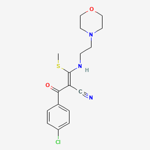 (2Z)-2-[(Z)-4-chlorobenzoyl]-3-(methylsulfanyl)-3-{[2-(morpholin-4-yl)ethyl]amino}prop-2-enenitrile