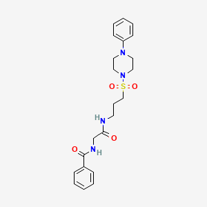 molecular formula C22H28N4O4S B2552710 N-(2-氧代-2-((3-((4-苯基哌嗪-1-基)磺酰基)丙基)氨基)乙基)苯甲酰胺 CAS No. 1021254-82-9